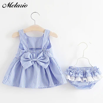Melario detské Oblečenie Baby Girl Šaty Letné Party Oblečenie pre Dievčatá Šaty Cherry Dot Princezná Šaty Luk Klobúk Oblečenie