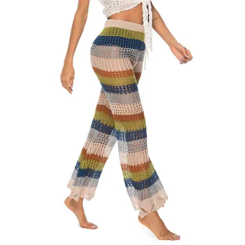 Melphieer Lady 2020 plážové oblečenie Oblečenie Prekladané Fishtail Trúby Nohavice, Pletené, háčkované pláži kryt nohavice pláži kryt spodnej