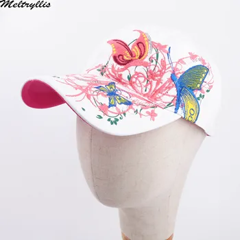 [Meltryllis]Ženy Motýle Kvetinové Výšivky Šiltovku Kvalitný Módny Klobúk Pre Mužov, Ženy Nastaviteľné Snapback Čiapky