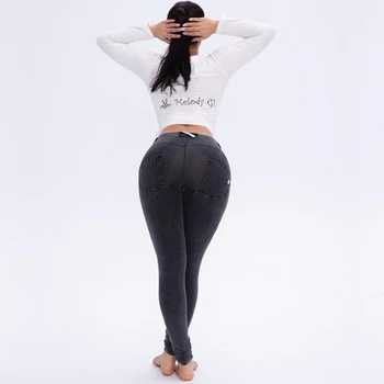 Melódie Jóga Nohavice štyri spôsoby, ako elastická Plus Veľkosť Legíny Ženy, Fitness Nízkym Pásom Denim Tvarovania Nohavice Športové Push Up sexy