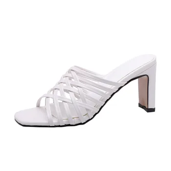 MEMUNIA 2020 nový príchod ženy sandále duté mimo letnej obuvi námestie vysoké podpätky sandále fashion party, svadobné topánky žena