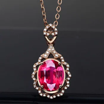 MENGYI Vintage Rose Gold Red Crystal 9 2 5 Prívesok Náhrdelník Oválne Zirconia Náhrdelník Pre Ženy Šperky Veľkoobchod Drop Shipping