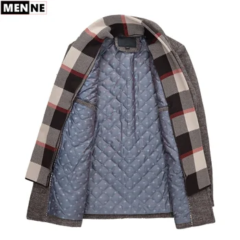 MENNE mužov zimná bunda Business bežné zahustiť teplé vlnené kabát mens bunda vysokej kvality, veľkosti M-4XL