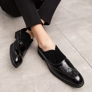 Mens príležitostných business office formálne šaty priedušná kožené topánky slip-on lenivý obuvi bytov platformu mokasíny mužov veľká veľkosť 48