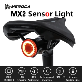 MEROCA MX2 Bicykel zadné svetlo Auto Štart/Stop Brzdy Snímanie IPx6 Vodotesný LED Nabíjania Cyklistické Zadné Svetlo na Bicykel