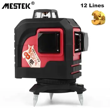 MESTEK 12Line 3D 93T Niveau Nivel Laser Úroveň Self-Vyrovnanie 360 Horizontálne a Vertikálne Kríž Super Silný Červený Laserový Lúč Line