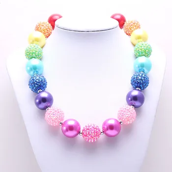 MHS.SLNKO Fashion Dievčatá, Baby, Robustné Farebné Korálkový Náhrdelník 2 ks/veľa Rainbow Kamienkami Šperky Choker Náhrdelník Na Darček