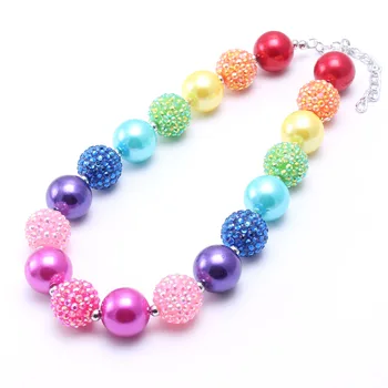 MHS.SLNKO Fashion Dievčatá, Baby, Robustné Farebné Korálkový Náhrdelník 2 ks/veľa Rainbow Kamienkami Šperky Choker Náhrdelník Na Darček