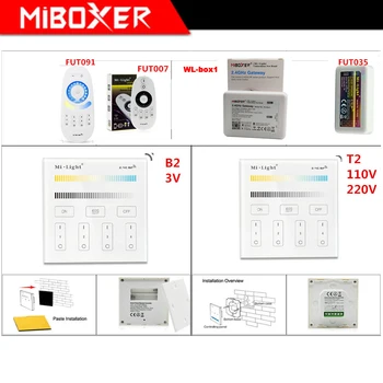 Miboxer B2/T2 4-Zóna Jas Smart touch Panel;FUT035 CT led pásy Light dimmer;WL-Box1 WiFi iBox Inteligentný Regulátor