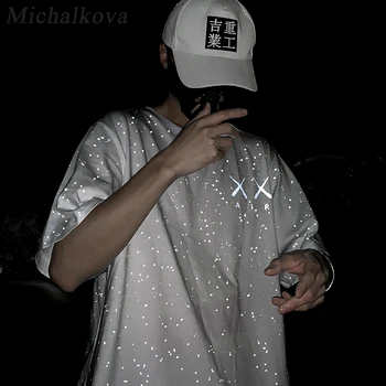 Michalkova 2020SS muži/ženy kórejský módne oblečenie vintage designer T shirt hip hop pokemon 3M odrážajú svetlo anime