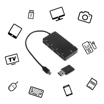 Micro USB OTG-4-Port Hub, Adaptér USB Male Micro USB Samicu Adaptér Kábel pre Windows Tablety pre Android Smartphone PC