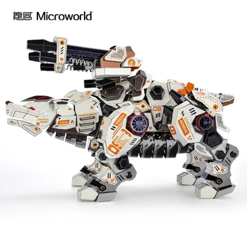 Microworld Medveď Poklad Kráľa model súpravy DIY rezanie laserom obrazová Skladačka Zvierat Robot model 3D kovov Puzzle Hračky pre dospelých Darček