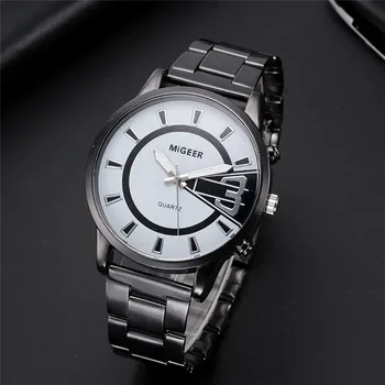MIGEER top značky luxusné hodinky módnej Muž Dizajn z Nehrdzavejúcej Ocele Analógový Zliatiny Quartz Náramkové Hodinky Relogio Masculino A3