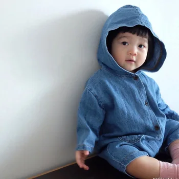 MILANCEL 2020 baby chlapci oblečenie stručný štýl dieťa remienky s kapucňou detské dievčatá kombinézach denim dieťa vrchné oblečenie