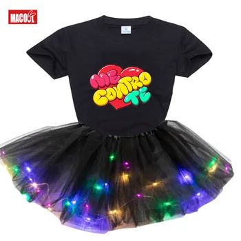 Milé dievčatá oblečenie nastavuje Mi ControTe Dievča Nastaviť Princezná Svetlo LED Tutu Šaty+Tričko 2020 Lete Darček k Narodeninám Kostým Oblečenie