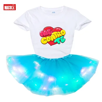 Milé dievčatá oblečenie nastavuje Mi ControTe Dievča Nastaviť Princezná Svetlo LED Tutu Šaty+Tričko 2020 Lete Darček k Narodeninám Kostým Oblečenie