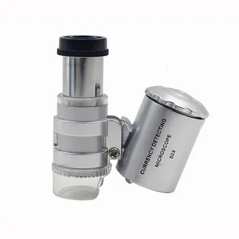 Mini 60/45x Mikroskopom Lupy s LED UV Svetlo Vrecku Šperky zväčšovacie sklo Klenotník Loupe Zoom Tool