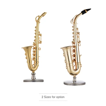 Mini Alto Saxofón Model Ploche Mosadz Sax Model Hudobný Nástroj, Dekorácie, Ozdoby Hudobný Darček s Jemnými Box
