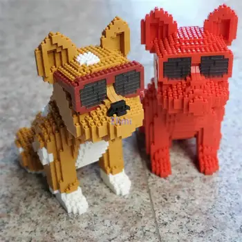 Mini Bloky Cute Pet Dog Model Budovy Buldog Vzdelávacie Hračka pre Deti, Zábava, Dievčatá Darčeky pre Deti na Vianoce, Narodeniny Prítomný