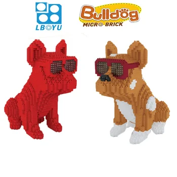 Mini Bloky Cute Pet Dog Model Budovy Buldog Vzdelávacie Hračka pre Deti, Zábava, Dievčatá Darčeky pre Deti na Vianoce, Narodeniny Prítomný