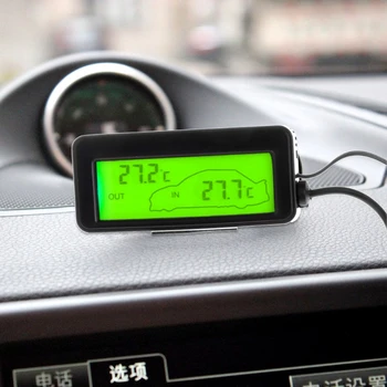 Mini Digital Auto LCD Displej Krytý Vonkajší Teplomer 12V Vozidiel 1,5 m Kábel Snímača Červená/Zelená