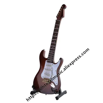 Mini Elektrická Gitara Model Miniatúrne Dekorácie Hudobné Nástroje s puzdrom a Stojanom