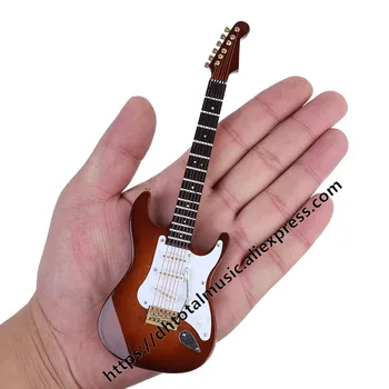 Mini Elektrická Gitara Model Miniatúrne Dekorácie Hudobné Nástroje s puzdrom a Stojanom