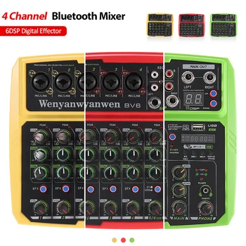 Mini EÚ 4 Kanálové Audio Mixer Bluetooth USB Karaoke KTV Mixing Console Zvuková Karta Digitálny Efekt Stereo Prehrávač MP3 Záznam
