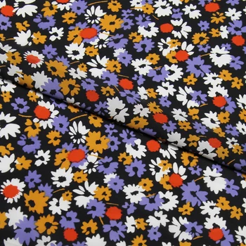 Mini farebný kvetinový tlač pure hodvábny Krep DE chine textílie malý kvetinový vzor,SCDC739-M