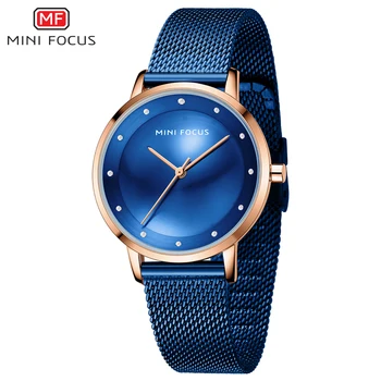 MINI FOCUS Ultra-Tenké Ženy Vodotesné Hodinky Značky Luxusné Módne Bežné Quartz Dámske náramkové hodinky z Nerezovej Ocele Oka Pásu