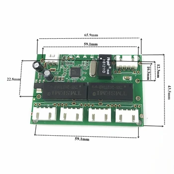 Mini modul dizajn ethernet switch doska pre ethernet switch modul 10/100mbps 5 port PCBA rada OEM 4 PIN