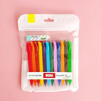 Mini pastel set s Gumu 12 farba umenie pastelka pero pre deti kreslenie, maľovanie Vymazateľné Trojuholník ceruzky, Písacie potreby A6654