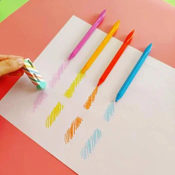 Mini pastel set s Gumu 12 farba umenie pastelka pero pre deti kreslenie, maľovanie Vymazateľné Trojuholník ceruzky, Písacie potreby A6654