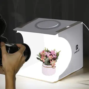 Mini Photo Studio Photography Osvetlenie Tabuľka 20 cm LED Krúžok Foto-Pozadia Softbox Skladací Stan S 6 farieb Pozadia