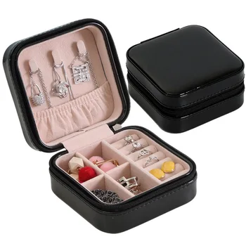 Mini stud náušnice krúžky Prenosné Šperky Box na Zips, Kožené Skladovanie Organizátor Šperky Držiteľ Balenie Zobrazenie Cestovných Šperky