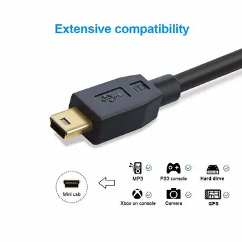 Mini USB na USB C Kábel USB Typu C na Mini-B Kábel, Kompatibilná s GoPro Hero 3+ Hero HD mobilné Telefóny, MP3 Prehrávače, Digitálne Kamery