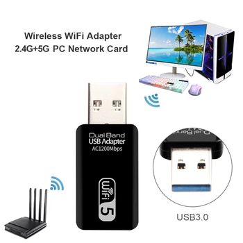 Mini USB Wifi Bezdrôtové Sieťové Karty 2.4 G/5G Dual-Band 1200Mbps wifi Prijímač, Adaptér, Dongle pre Desktop, Notebook