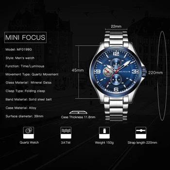 MINI ZAMERANIE Multifunkčné 3ATM Nepremokavé Quartz Hodinky pánske Top Značky Luxusných Obchodných Náramkové hodinky Cool Darček Pre Muža Relogio