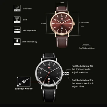 MINIFOCUS Módne Jednoduché Quartz Hodinky pre Mužov Luxusné Obchodné Športové Hodinky Kalendár Hodiny Cool Čierne Kožené Popruhy Náramkové hodinky