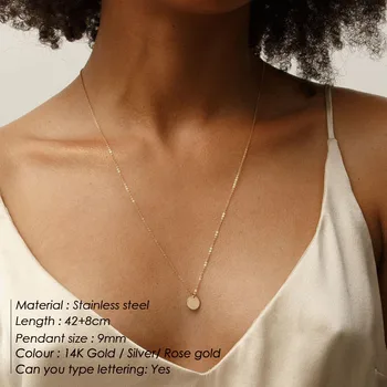 Minimalistický Jednoduchý Náhrdelník Prívesok Oblátka Reťazca Očarujúce Choker Šperky Zlatá Farba 316L Nerezovej Ocele Ruže pre Ženy, Dievčatá