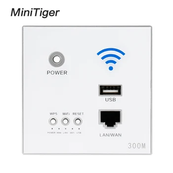 Minitiger 300M Stene Vložené Bezdrôtový AP Router s USB Nabíjací Port 1500mA Výstup Stenu WIFI Routeur Panel Zásuvky