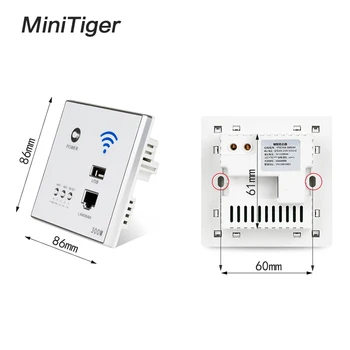 Minitiger 300M Stene Vložené Bezdrôtový AP Router s USB Nabíjací Port 1500mA Výstup Stenu WIFI Routeur Panel Zásuvky