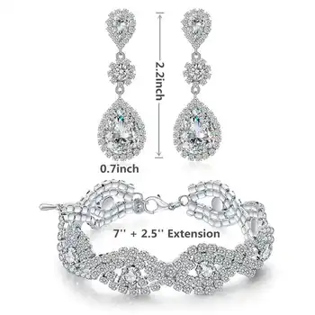 Minmin Šumivé Crystal Svadobné Šperky Luxusný Set Party Náušnice, Náramok Nastaviť 2019 Ženy Prom Príslušenstvo EH1682+SL438