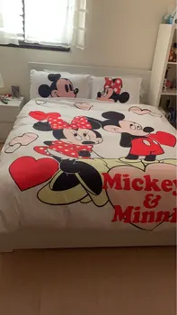 Minnie Mickey Mouse Posteľná Bielizeň Nastaviť Jeden Twin Kráľovná King Size Posteľ Nastaviť Deti Perinu Obliečok Cumlík Posteľná Bielizeň Sady