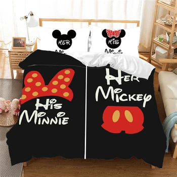 Minnie Mickey Mouse Posteľná Bielizeň Nastaviť Jeden Twin Kráľovná King Size Posteľ Nastaviť Deti Perinu Obliečok Cumlík Posteľná Bielizeň Sady