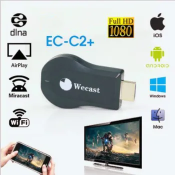 Miracast DLNA Bezdrôtový WiFi Zobraziť Pôvodný Wecast C2+ TV Dongle kompatibilný s HDMI Streaming Media Player Podpora Android