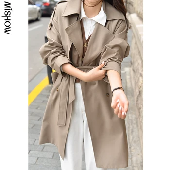 MISHOW 2020 Jeseň Zákopy Srsti Pre Ženy Streetwear Pevné Windbreaker Dlhá Bunda Elegantný Kabát Ženské Oblečenie MX20C7378