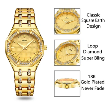 MISSFOX Slávnej Značky Luxusné Žena Hodinky z Nerezovej Ocele Zlaté Hodinky Elegantné Šaty Lady Party Náramkové hodinky Trendov Produkty 2020