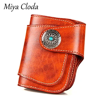 MIYA CLODA Nové Luxusné peňaženky, pánske retro ručné cowhide peňaženky, pánske krátke rastlinných usní Japonský peňaženky