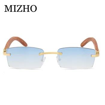 MIZHO 2021 Značky Luxusné Originálne slnečné Okuliare Mužov Obdĺžnik Tónované Vysokej Kvality UV400 Skutočnú Farbu Muž Okuliare bez obrúčok Úzke